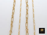 14 K Gold Filled Flat Cable 6.5 mm Chain, 10.5 mm 14 20 Unfinished Elongated CH #760, Long Short Chain CH #759