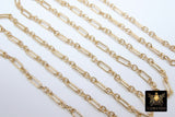 14 K Gold Filled Flat Cable 6.5 mm Chain, 10.5 mm 14 20 Unfinished Elongated CH #760, Long Short Chain CH #759