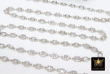 Genuine Cubic Zircon Chains, Square Bezel Chains Silver CH #555, Gold Plated 5 x 9 mm