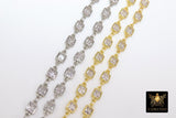 Genuine Cubic Zircon Chains, Square Bezel Chains Silver CH #555, Gold Plated 5 x 9 mm