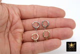 Smooth Lever back Round Ear Ring Parts, 12 mm or 14 mm Gold or Silver Hoop Huggie, AG 2496