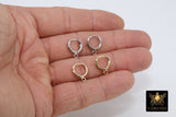 Smooth Lever back Round Ear Ring Parts, 12 mm or 14 mm Gold or Silver Hoop Huggie, AG 2496