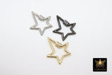 Carabiner Star Screw Clasps, Silver, Gold Large Cubic Zirconia Black Locks