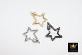 Carabiner Star Screw Clasps, Silver, Gold Large Cubic Zirconia Black Locks