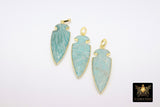 Amazonite Bar Connector, Genuine Gemstone Gold Bar Links #759, Aqua Blue Stone Pendants