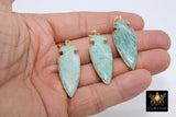 Amazonite Arrowhead Charm, Genuine Amazonite Gold Arrow Tribal Pendants, AG 2602