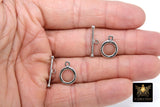 Silver Plated Toggle Clasp Set, Ball End 12 x 16.25 Toggle Ring, 23 mm Ball End T Bar Clasps