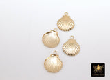 14 K Gold Filled Tiny Scallop Shell Charm, 14 20 Gold Small Seashell #2134, 8 x 9 mm Beach charms