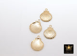 14 K Gold Filled Scallop Shell Charm, 14 20 Gold Seashell #2150, 11 x 13.6 mm Beach charms