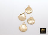 14 K Gold Filled Scallop Shell Charm, 14 20 Gold Seashell #2150, 11 x 13.6 mm Beach charms