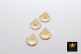 14 K Gold Filled Scallop Shell Charm, 14 20 Gold Seashell # 2150, 11 x 13.6 mm Beach charms