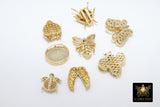 CZ Micro Pave Gold Bee Slider Charms, Turtle or Butterfly Slider Bracelet, Ladybug Slide 10 mm