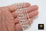 Silver Beaded Chain, Chain for Jewelry Necklace CH# 225, Matte Metal Beads Satellite Boho Choker