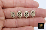 14 K Gold filled or 925 Sterling Silver, Virgin Mary Center 3 loop Connectors #2141, Rosary Necklace Center Charms