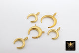 Matte Gold Double Horn, Rose Gold Vermeil Tiny Crescent Moons # 2140, 925 Sterling Silver Boho Pendants