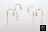 14 K Gold Filled Ear Wire Hooks, Ball End Earring Findings #2168 , 12.0 x 25.0 mm Fancy Earring Components
