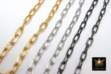 Faceted Gold Link Chain, Paperclip Rectangle Chains CH # 131, Silver Bracelet Large Oval Cable