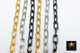 Faceted Gold Link Chain, Paperclip Rectangle Chains CH # 131, Silver Bracelet Large Oval Cable