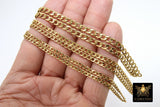 Gold Cuban Curb Chain, 304 Stainless Steel 9 mm Heavy Flat Miami Diamond Cut Oval Jewelry Chains CH #161, By the Yard