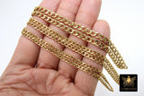 Gold Cuban Curb Chain, 304 Stainless Steel Heavy Flat Miami Diamond Cut Oval Jewelry Chains CH #217, By the Yard