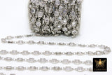 Genuine Cubic Zircon Chains, Square Bezel Chains Silver CH #555, Gold Plated 5 x 9 mm