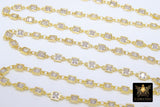 Genuine Cubic Zircon Chains, Square Bezel Chains Silver CH #556, Gold Plated