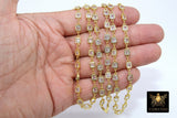 Genuine Cubic Zircon Chains, Square Bezel Chains Silver CH #555, Gold Plated 5 x 9 mm