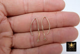 14 K Gold Filled Ear Wire Hooks with Dangle Chain, 925 Sterling Silver V Wire Earring Findings #2165, 14 20 Jewelry