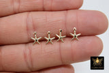 Gold Tiny Star Charms, 2 Pc Jewelry Starfish #2154, Gold Plated 9 mm Small Beach Dangle