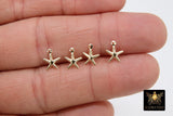 Gold Tiny Star Charms, 2 Pc Jewelry Starfish #2154, Gold Plated 9 mm Small Beach Dangle