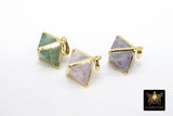 Natural Amethyst Diamond Charms, Gold Hexagon Shape Pendant #2366, Fluorite Quartz Gemstones