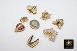 CZ Micro Pave Gold Bee Slider Charms, Turtle or Butterfly Slider Bracelet, Ladybug Slide 10 mm