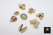 CZ Micro Pave Gold Heart Slider Charms, Butterfly Slider Bracelet, Ladybug Slide