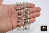 Amazonite Rosary Chain, 6 mm Silver Plated Beaded Chain CH #356, Wire Wrapped Chains