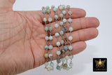 Amazonite  Chain, 6 mm Silver Plated Beaded Chain CH# 356, Wire Wrapped Chains - 1 foot