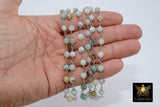 Amazonite Rosary Chain, 6 mm Silver Plated Beaded Chain CH #356, Wire Wrapped Chains