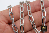 Faceted Gold Link Chain, Paperclip Rectangle Chains CH # 131, Silver Bracelet Large Oval Cable