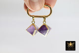 Natural Amethyst Diamond Charms, Gold Hexagon Shape Pendant #2096, Fluorite Quartz Gemstones