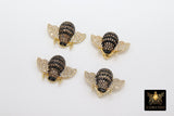 CZ Micro Pave Bee Charms, Bumble Gold Bee Charms, 16 x 21 mm Small Black Honey Bee #925