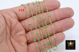 Enamel Satellite Chain, Gold Dainty Tiny Beaded By the Yard Unfinished Chains, 18 Neon LGBT Colors