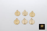 14 K Gold filled Virgin Mary Charm, Tiny 14 20 Gold Miraculous Madonna Bracelet Charms # 2157, Minimalist Chain Necklace