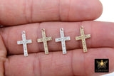 14 K Gold Filled Cross Charms, 925 Sterling Silver Filigree Scroll Crosses #2317, Pattern Textured 14 20 Religious Jewelry