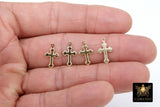 14 K Gold Filled Cross Charms, Pattern Textured Edge # 2343, New Orleans Fleur De Leis Cross