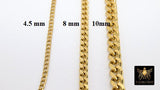 Gold Cuban Curb Chain, 304 Stainless Steel 9 mm Heavy Flat Miami Diamond Cut Oval Jewelry Chains CH #217, By the Yard