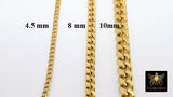 Gold Cuban Curb Chain, 304 Stainless Steel 9 mm Heavy Flat Miami Diamond Cut Oval Jewelry Chains CH #217, By the Yard