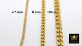 Gold Cuban Curb Chain, 304 Stainless Steel 9 mm Heavy Flat Miami Diamond Cut Oval Jewelry Chains CH #161, By the Yard