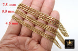 Gold Cuban Curb Chain, 304 Stainless Steel Heavy Flat Chain CH #218, Miami Diamond Cut Oval Jewelry Chains