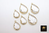 Teardrop Charms, 2 Pcs Gold Clear Crystal #644, Large Pear Shape Bezels for Earrings
