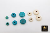 Genuine Blue Turquoise Spacer Beads, Rondelle Spacer Donuts Beads, White Howlite Flat Round Stone Disc Beads 4