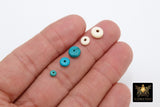 Genuine Blue Turquoise Spacer Beads, Rondelle Spacer Donuts Beads # 2376, White Howlite Flat Round Stone Disc Beads 4